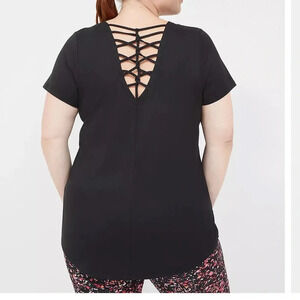 LANE BRYANT LIVI V-Neck Recycled Soft Macrame-Back Tee 18/20